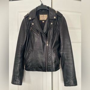 Women’s Leather Moto Jacket Size Small Black